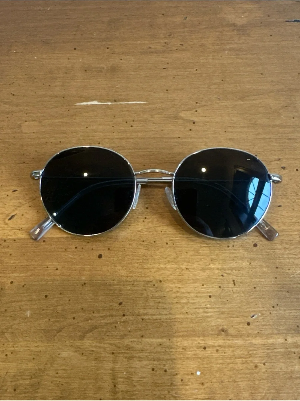 Warby Parker Merrick Sunglasses Polished Silver 50/18-140 Blue Round Frames